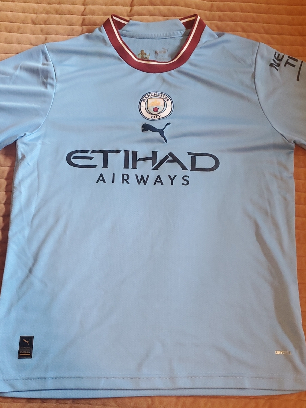 Puma Light Blue Football Jersey with Maroon Trim